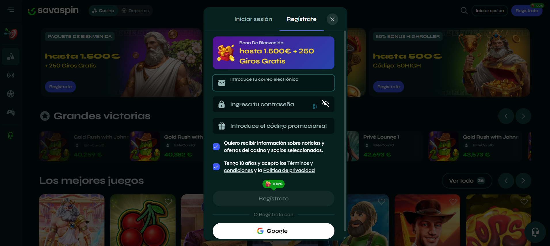 Registrate Savaspin casino