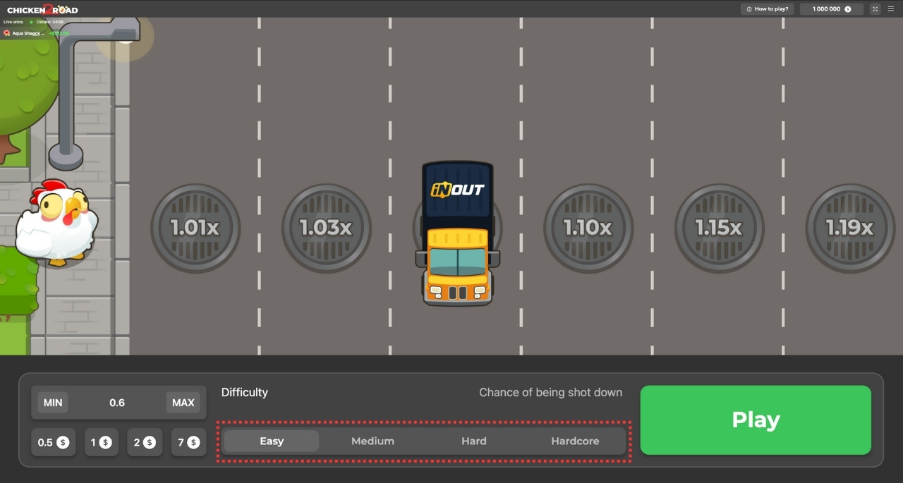 niveaux de difficulté  Road 2