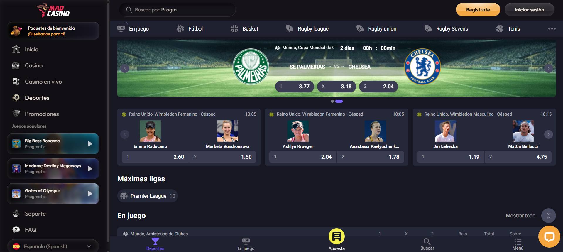 apuestas deportivas Mad Casino