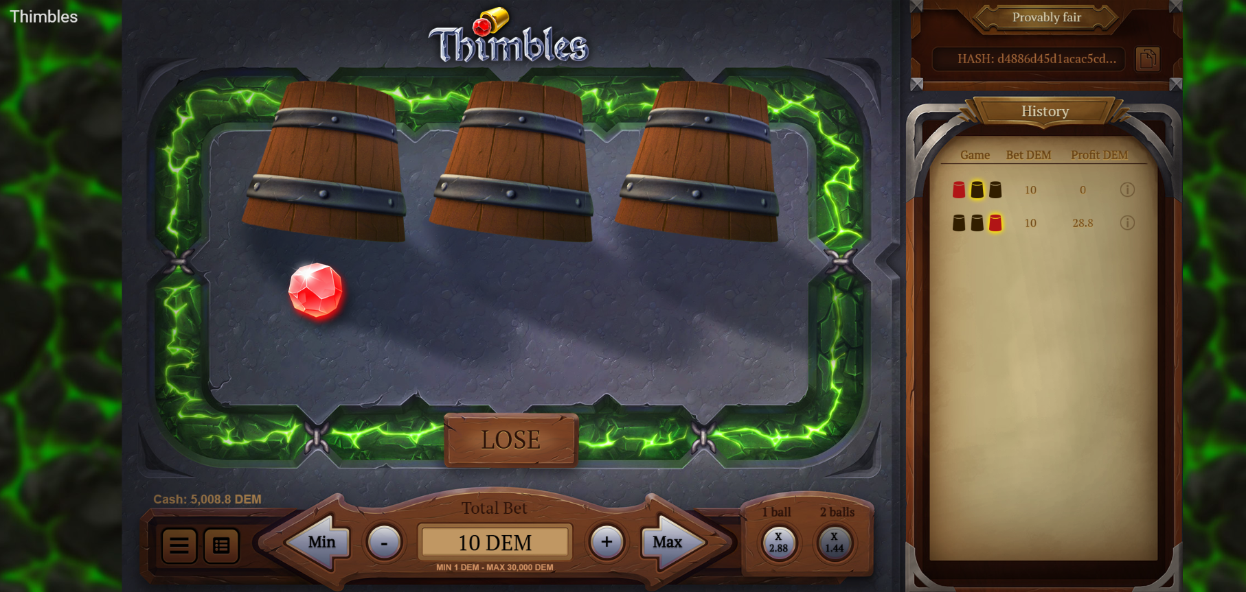 Thimbles gains Thimbles gains