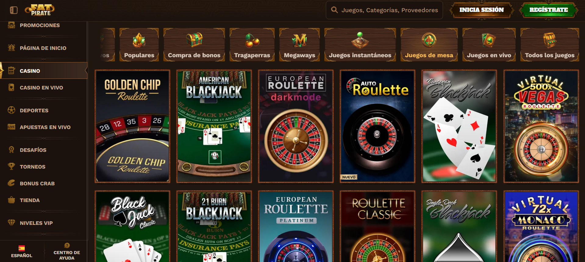 juegos de mesa FatPirate casino