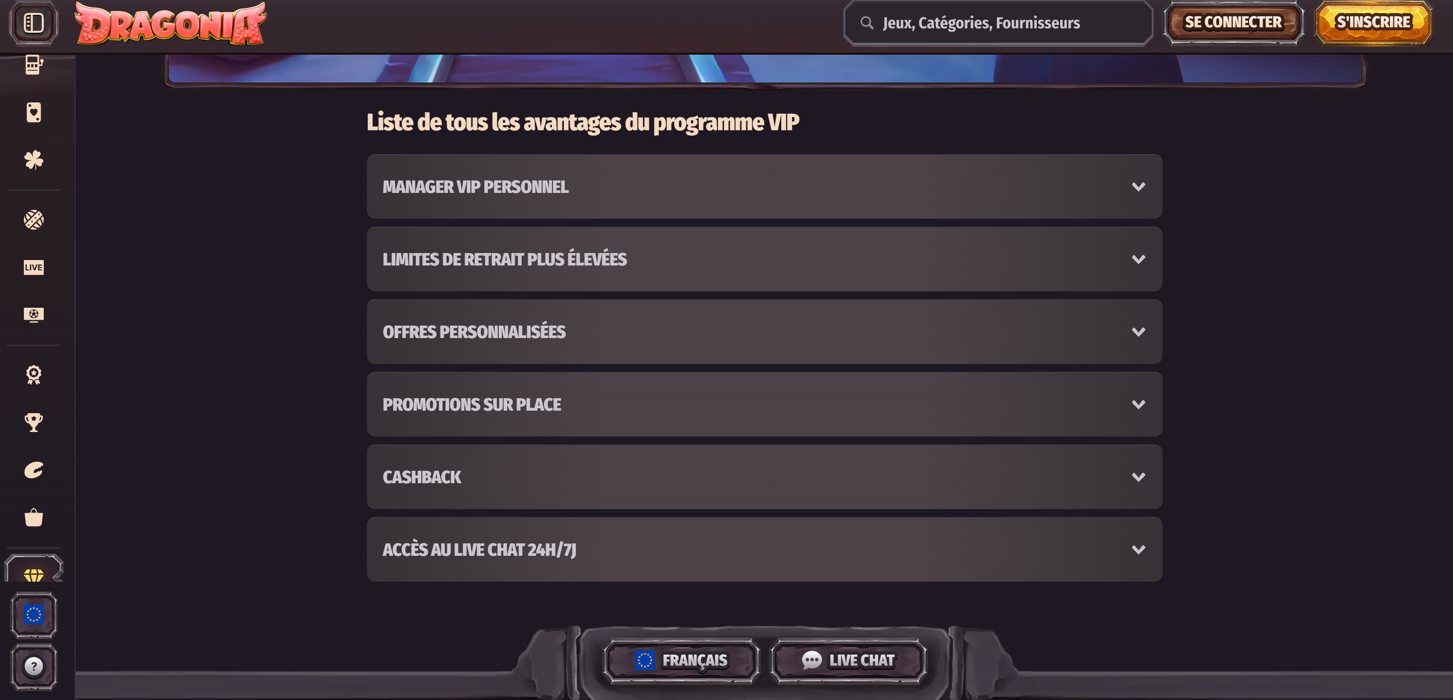 programme vip casino dragonia