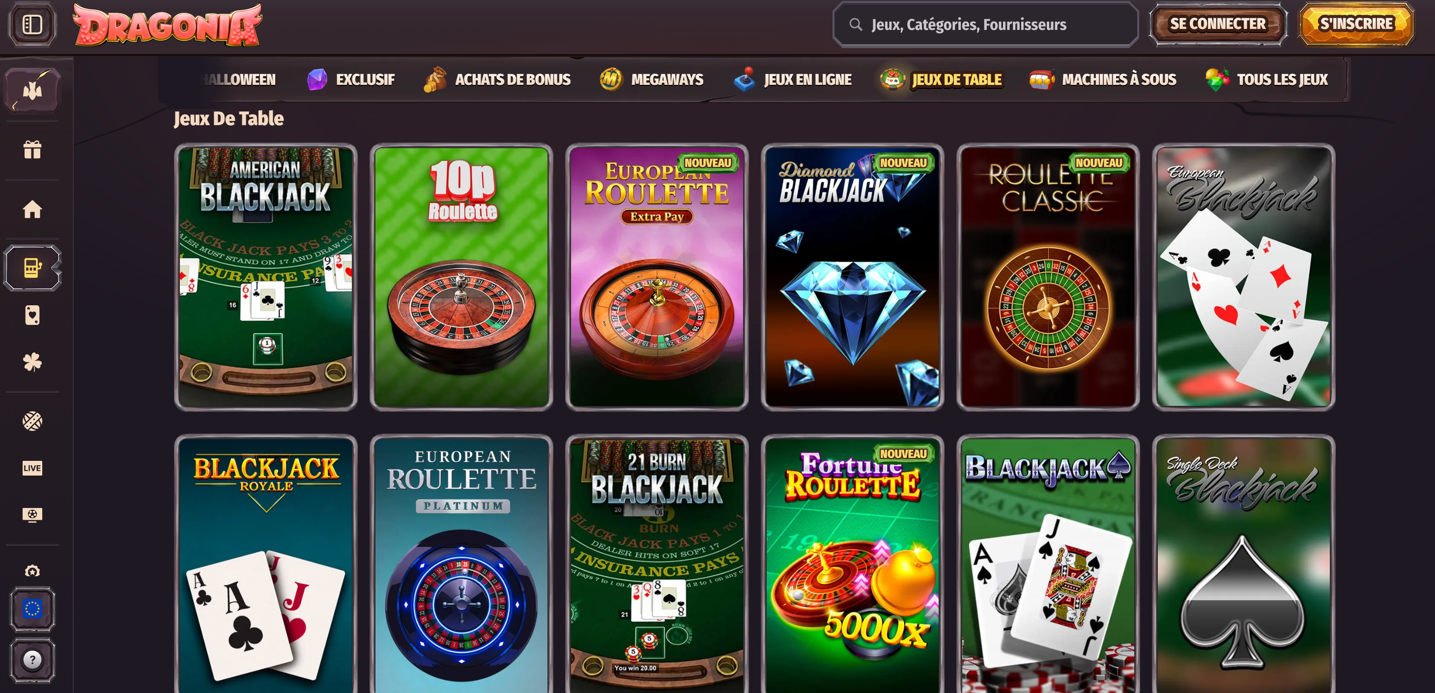 jeux de table casino dragonia