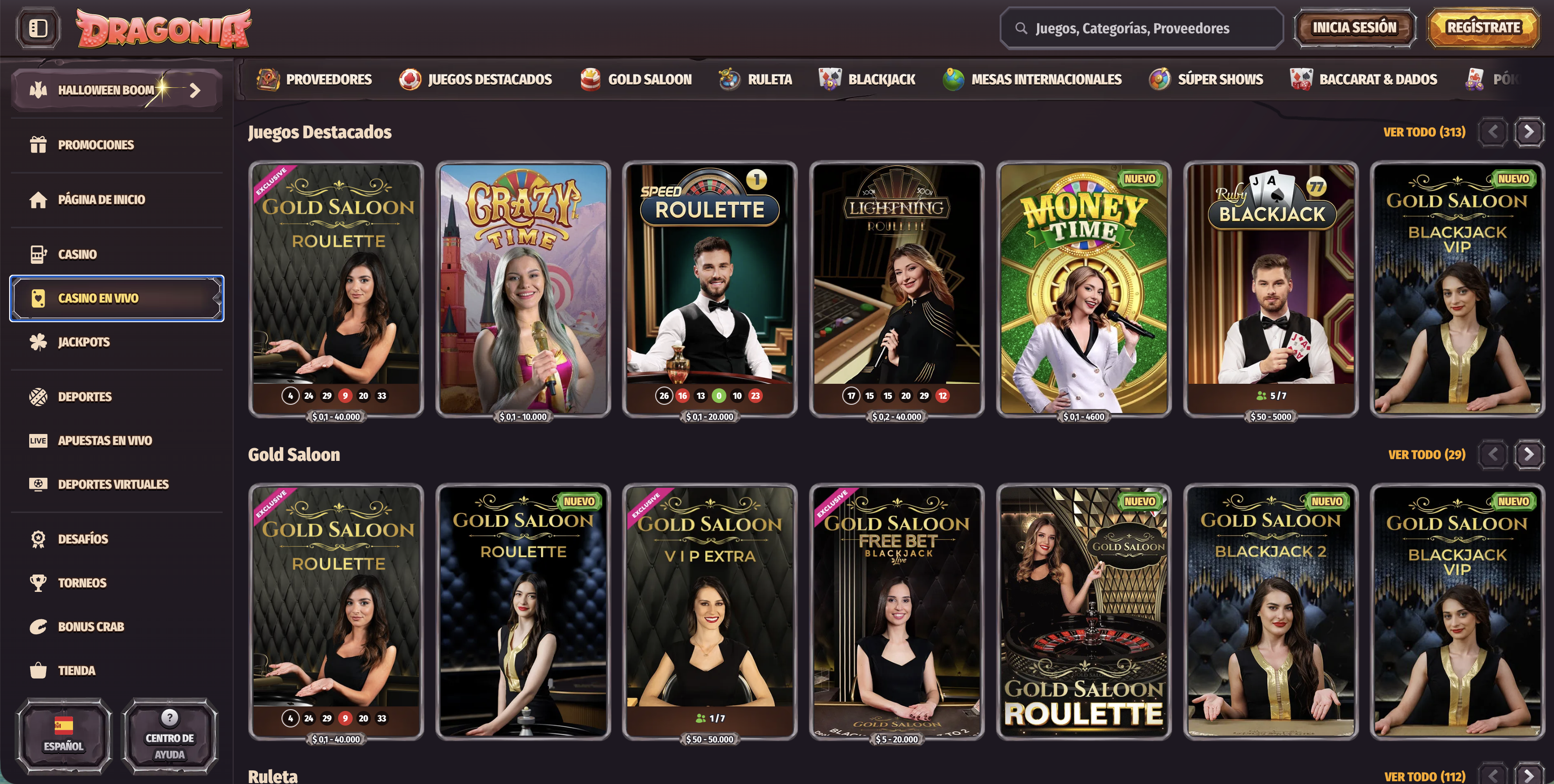 juegos de casino en vivo dragonia
