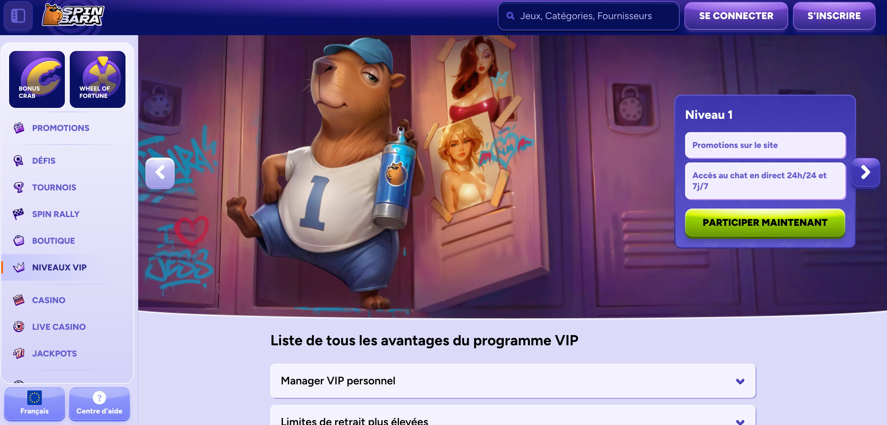 Programme VIP SpinBara casino