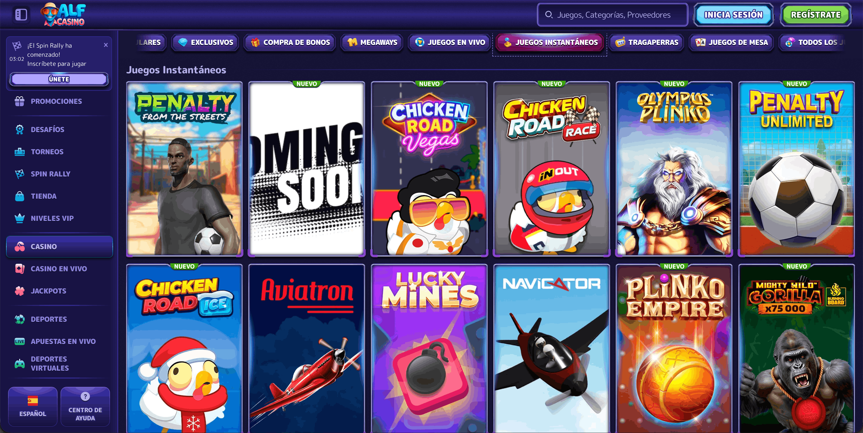 Alf Casino minijuegos