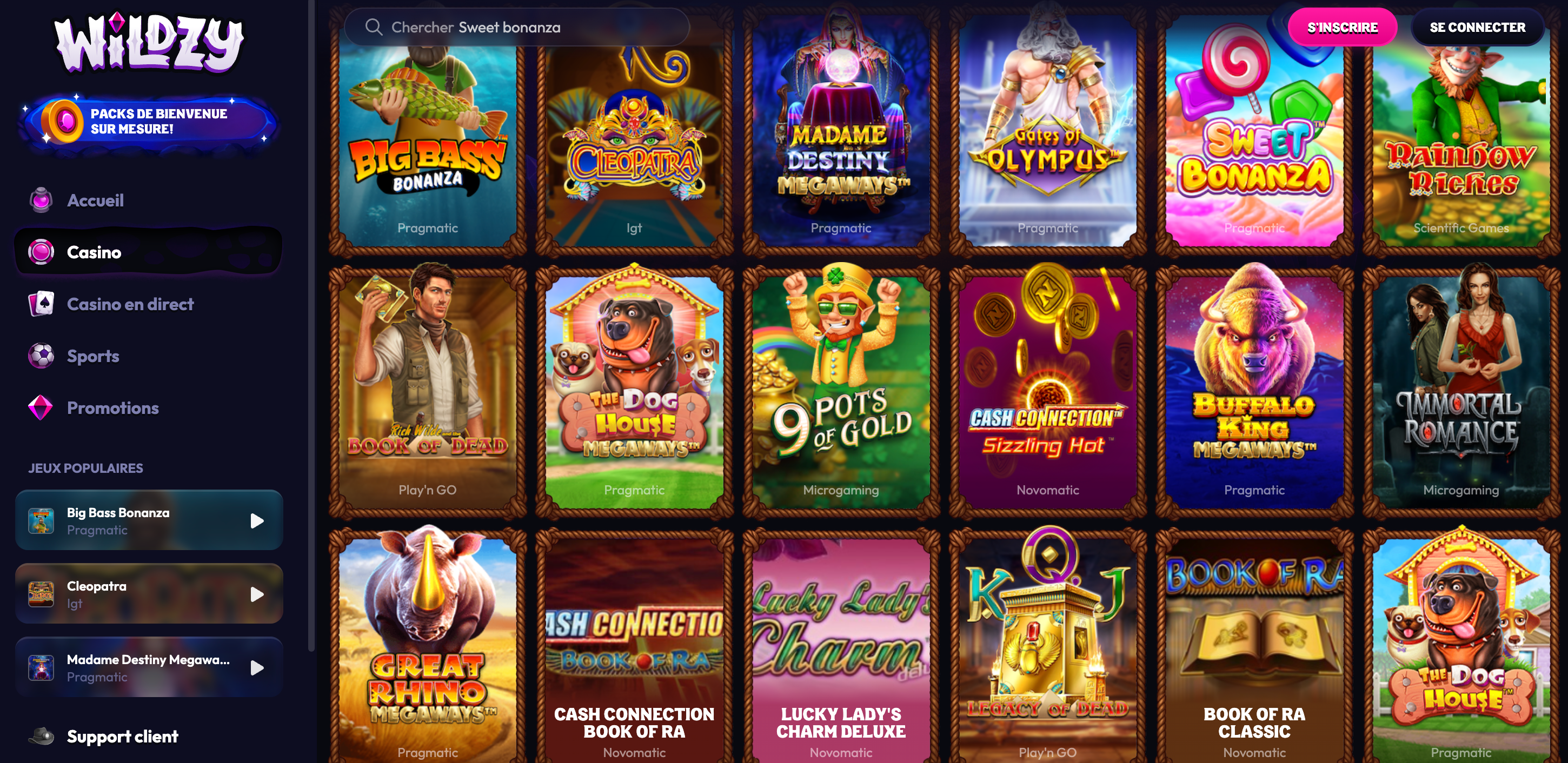 Machines à sous Wildzy Casino
