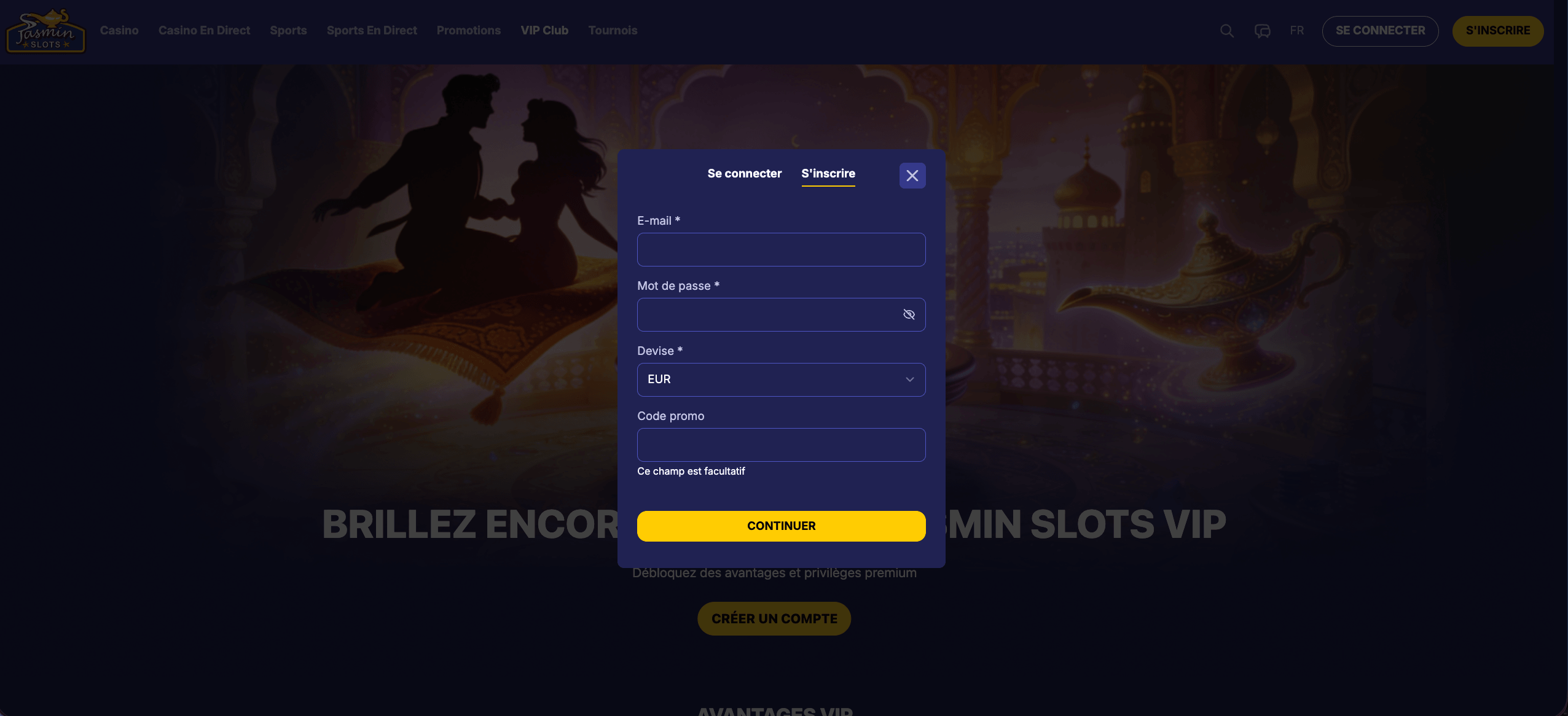 Inscription JasminSlots Inscription JasminSlots