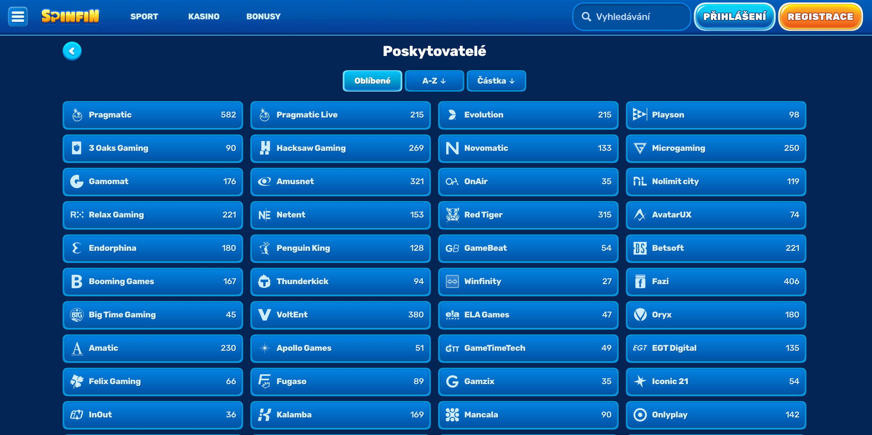 Poskytovatelé her spinfin Poskytovatelé her spinfin