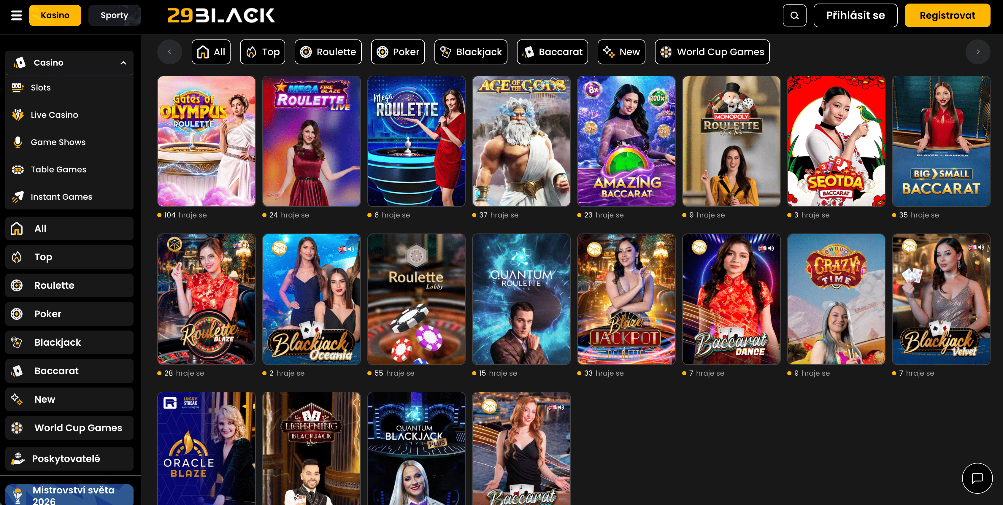 Live Casino 29 Black kasyno