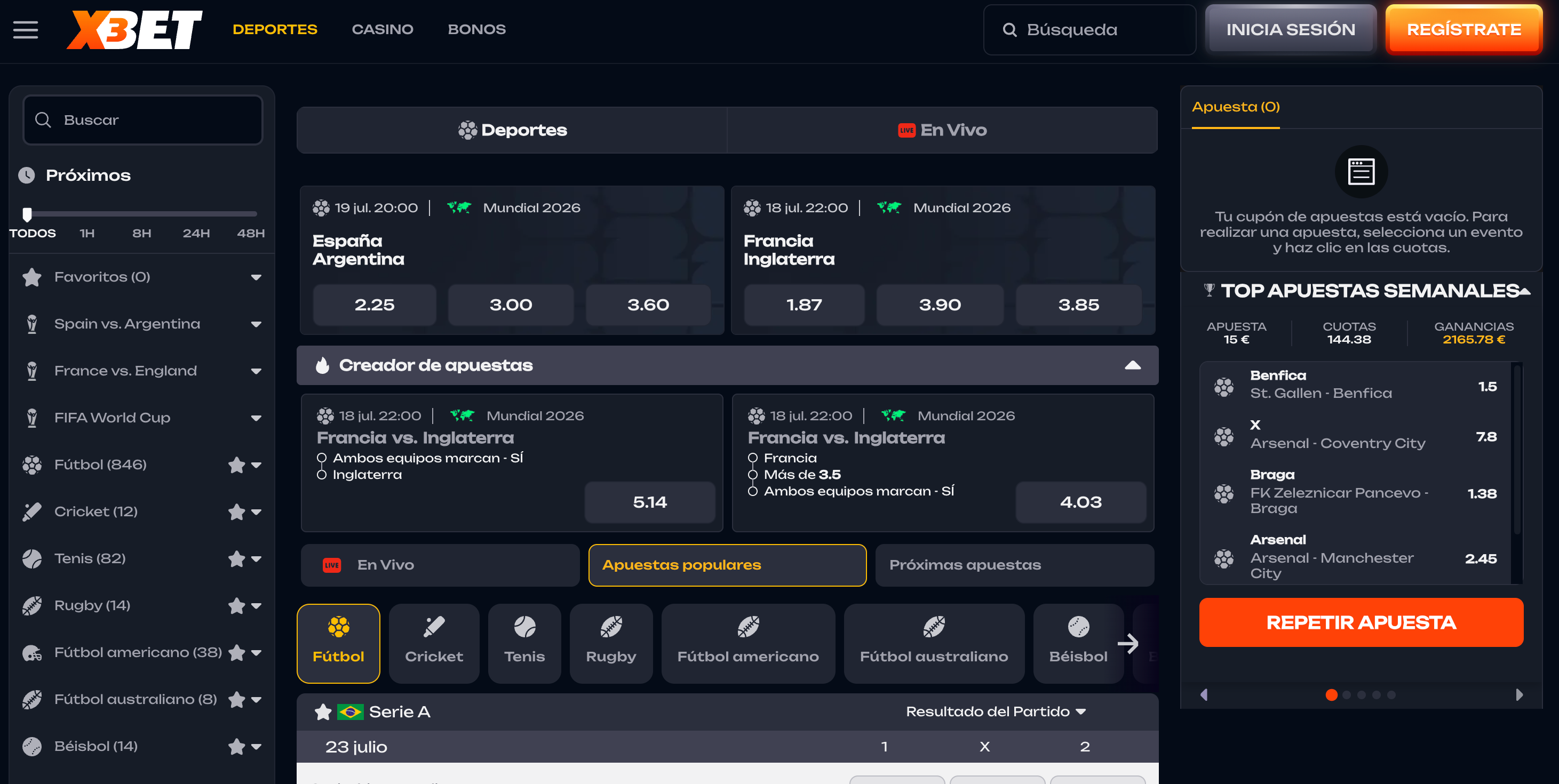 X3bet casino deportes