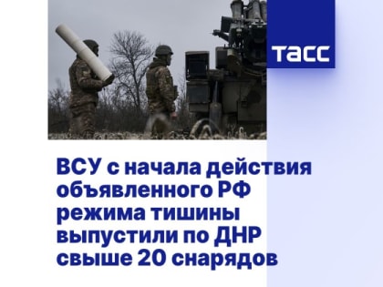 ВСУ с начала действия объявленного РФ режима тишины выпустили по ДНР свыше 20 снарядов