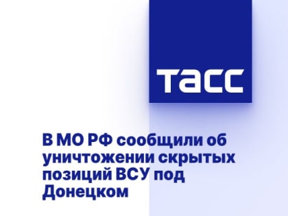 В МО РФ сообщили об уничтожении скрытых позиций ВСУ под Донецком
