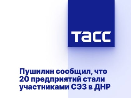 Пушилин сообщил, что 20 предприятий стали участниками СЭЗ в ДНР