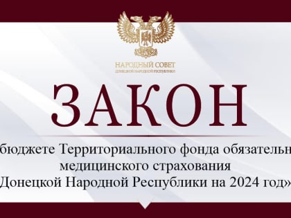 Народный Совет утвердил бюджет Территориального фонда обязательного медицинского страхования ДНР на 2024 год