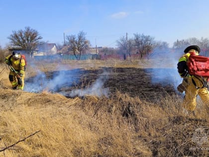 Пожарные ликвидировали возгорание сухостоя в Зугрэсе и Кировское