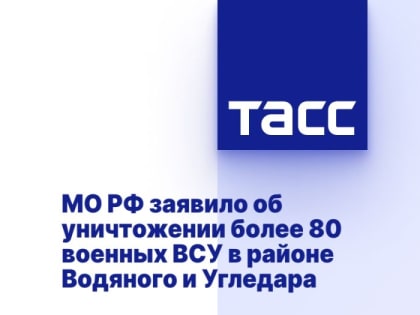 МО РФ заявило об уничтожении более 80 военных ВСУ в районе Водяного и Угледара