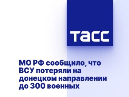 МО РФ сообщило, что ВСУ потеряли на донецком направлении до 300 военных