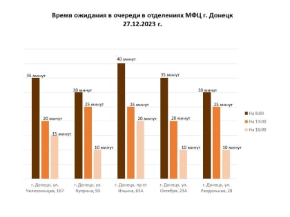 Информирование граждан относительно загруженности отделов ГБУ "МФЦ ДНР"