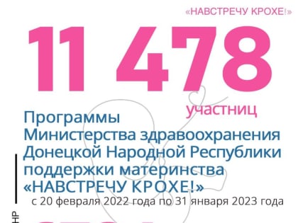 11 478 участниц Программы «НАВСТРЕЧУ КРОХЕ!» с 20 февраля 2022 года в Донецкой Народной Республике