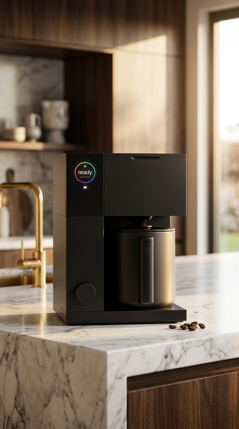 Fellow Aiden Precision Coffee Maker – Best Thermal Carafe Drip Machine 2026 1 thermal carafe product view — matte black coffee maker on kitchen counter