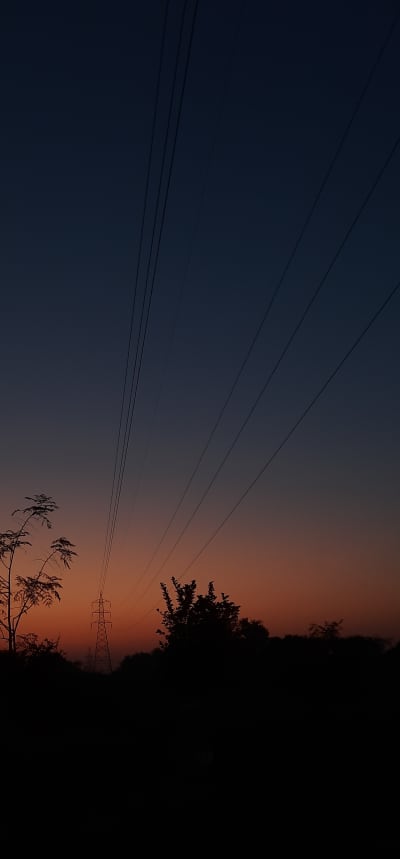 Evening Sky with Power Lines