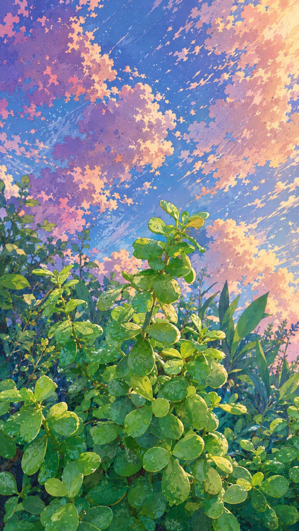 Green Leaves Under the Sky