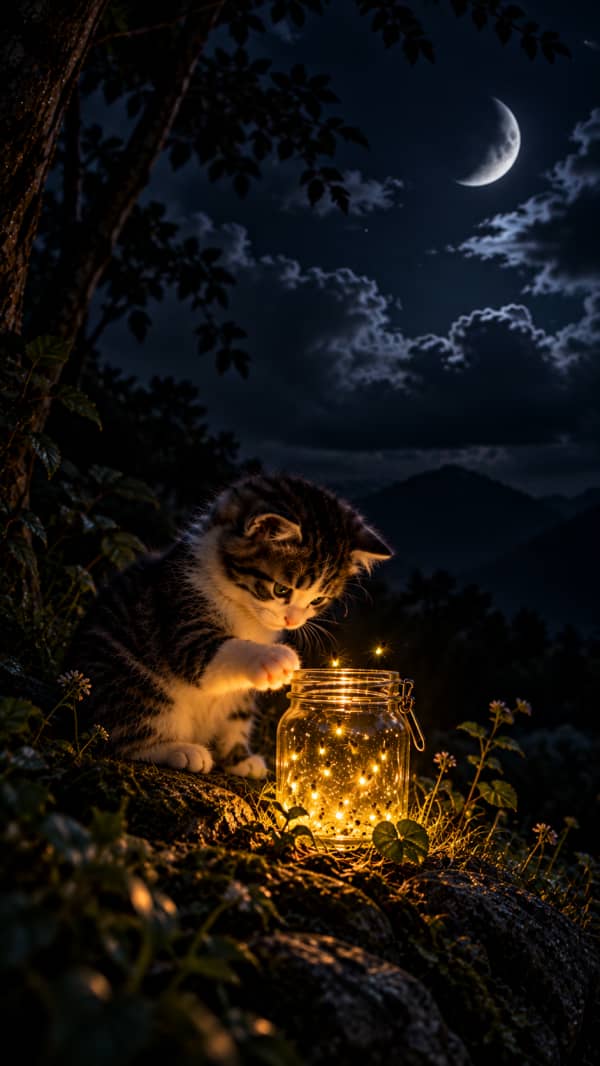 The Kitten and the Fireflies