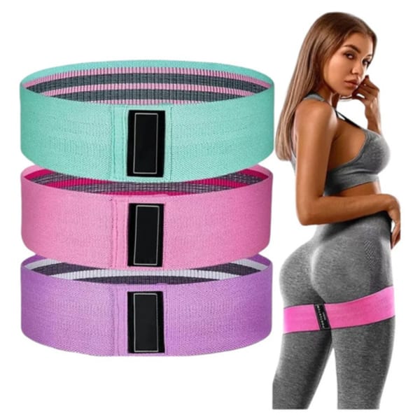 Set x3 Bandas Elásticas de Resistencia Tela — Fitness Glúteos y Piernas
