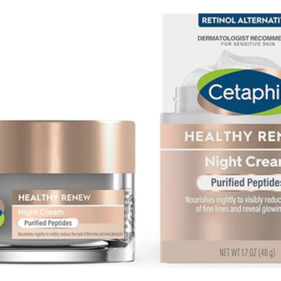Cetaphil Healthy Renew Skin Tightening Night Cream 1.7 oz, crema reparadora de arrugas para cara con péptidos, crema alternativa al retinol para pieles sensibles, sin fragancia