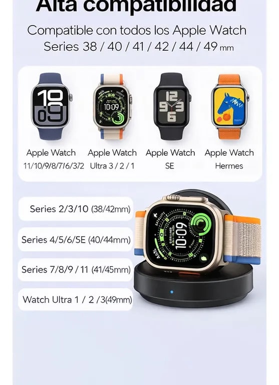 Cargador Inalámbrico Apple Watch Magnético Negro