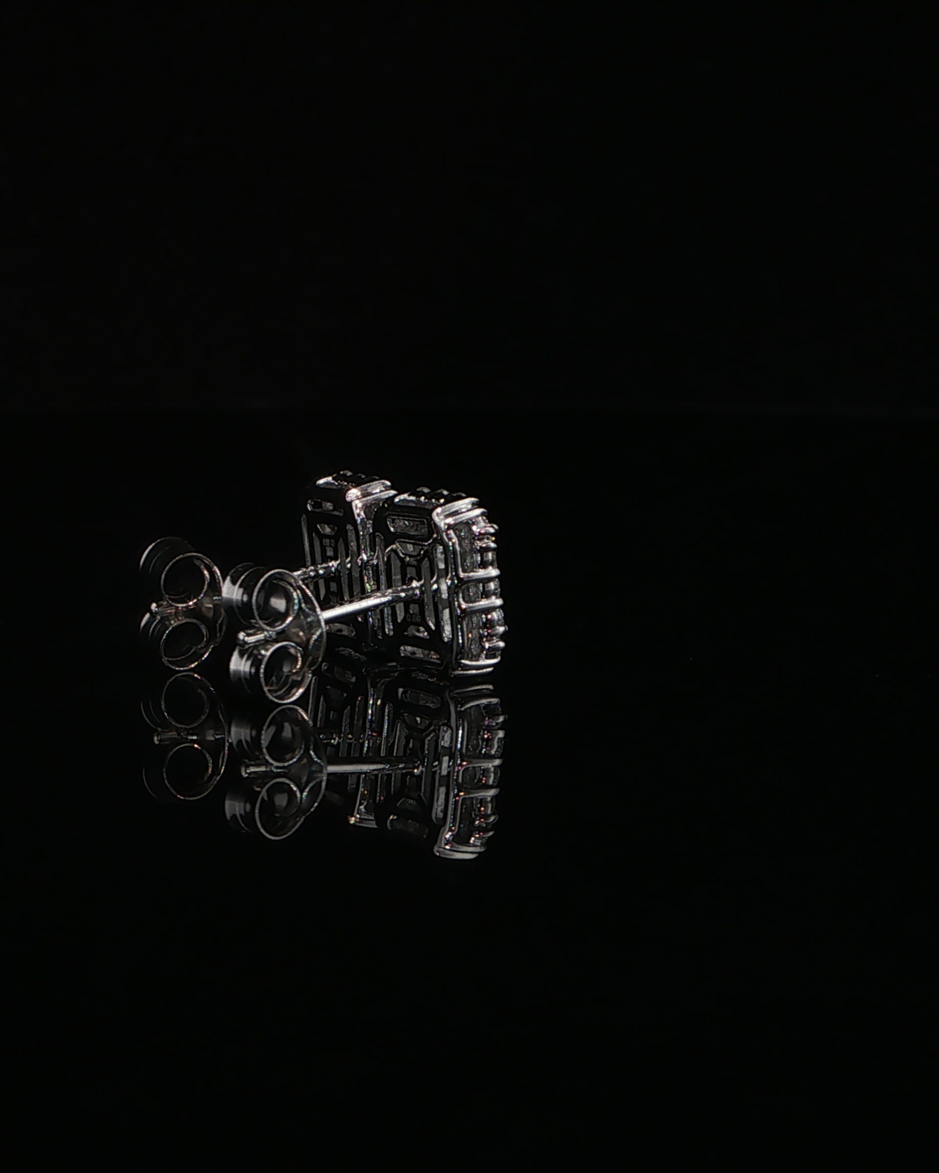 Emerald Cut Diamond Halo Stud Earrings, view 2