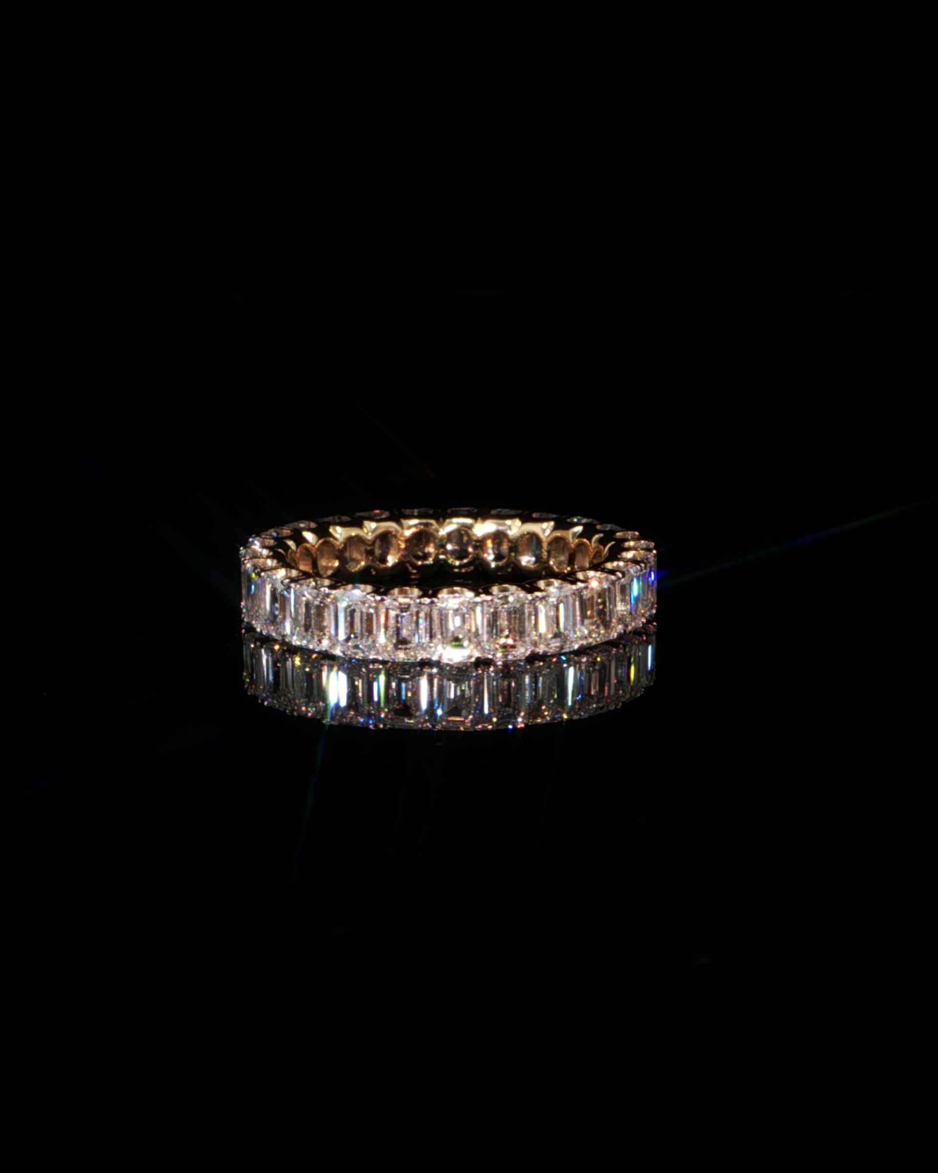 3.56 CTW Emerald Cut Lab-Grown Diamond Eternity Ring in 14K Yellow Gold