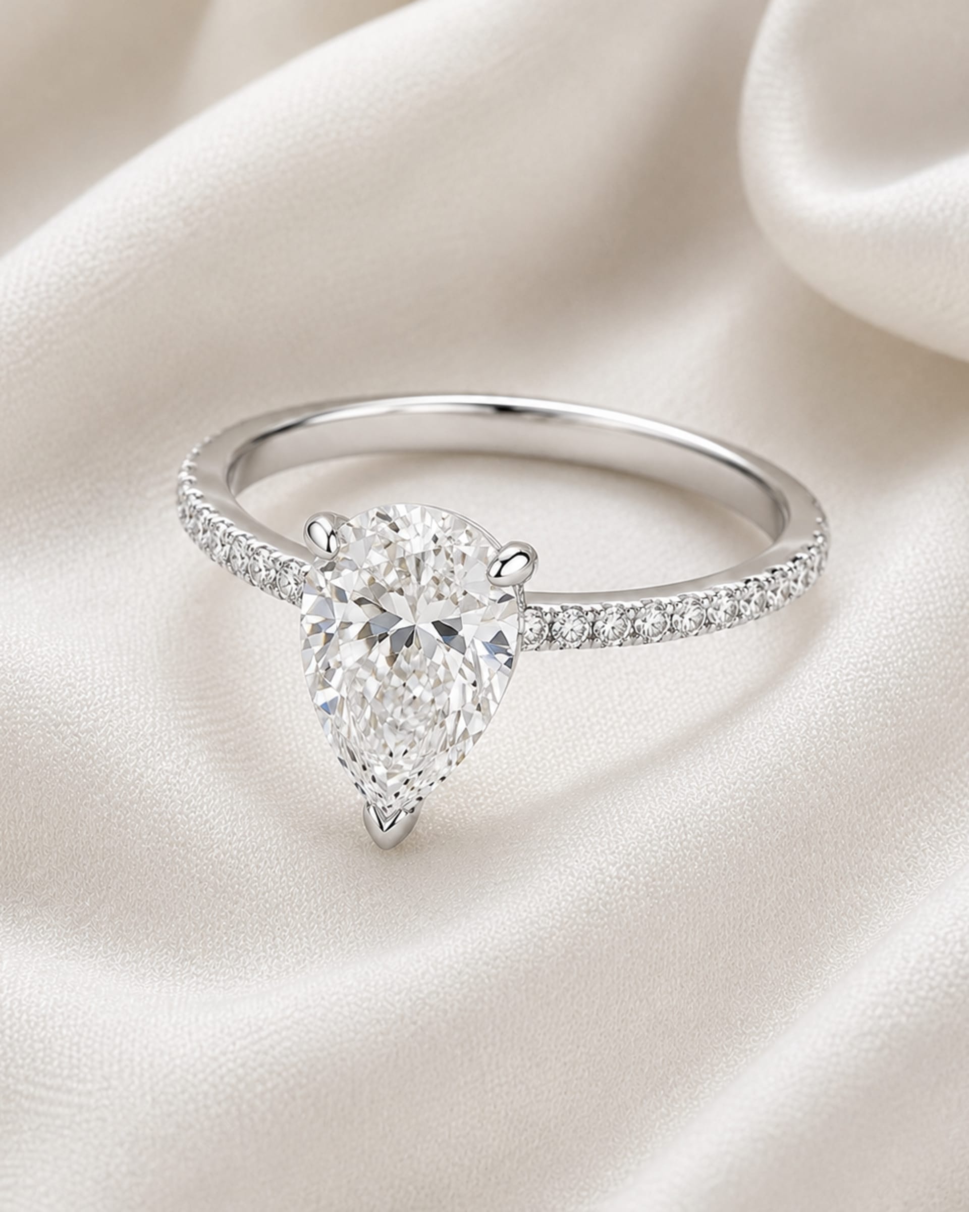 Pear Diamond Pavé Engagement Ring, view 4
