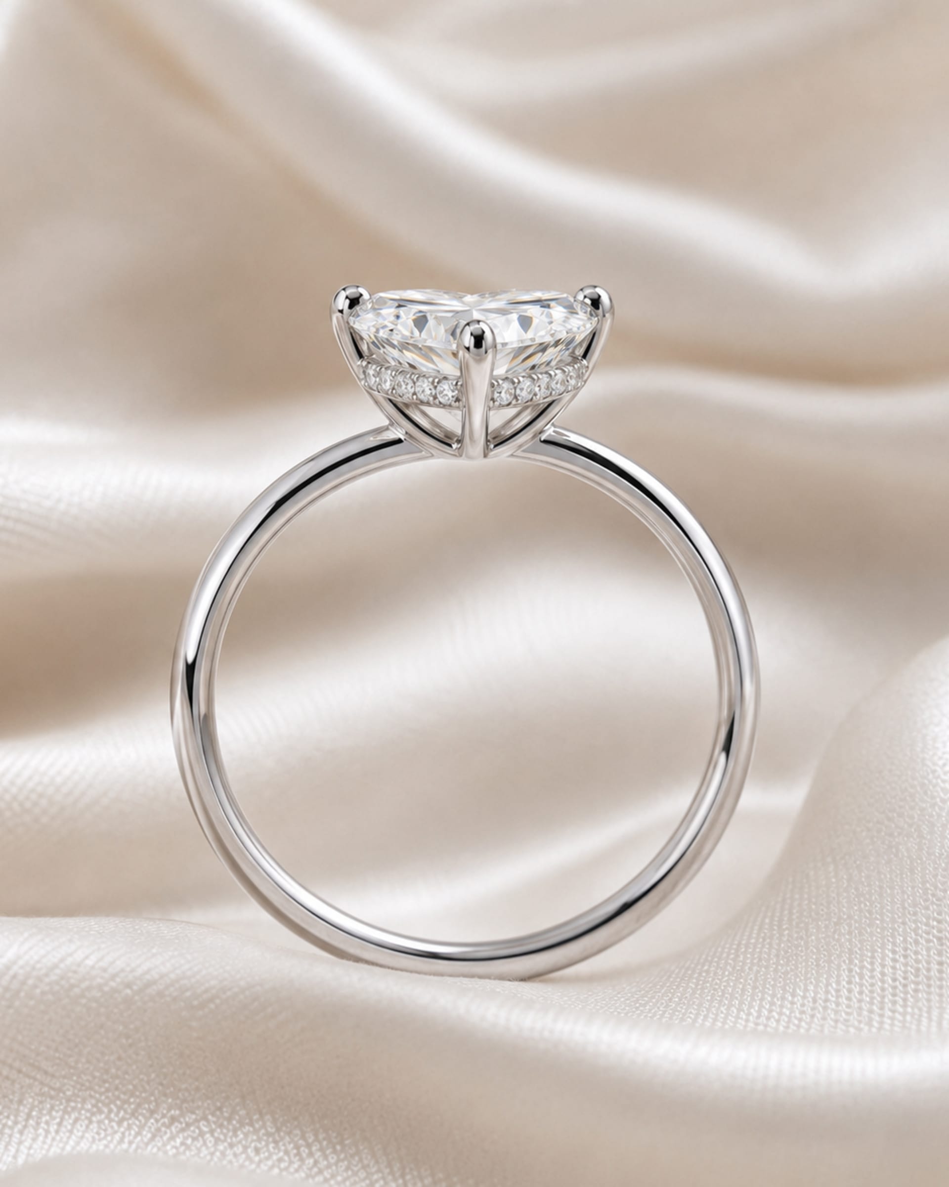 Heart Diamond Hidden Halo Engagement Ring, view 2