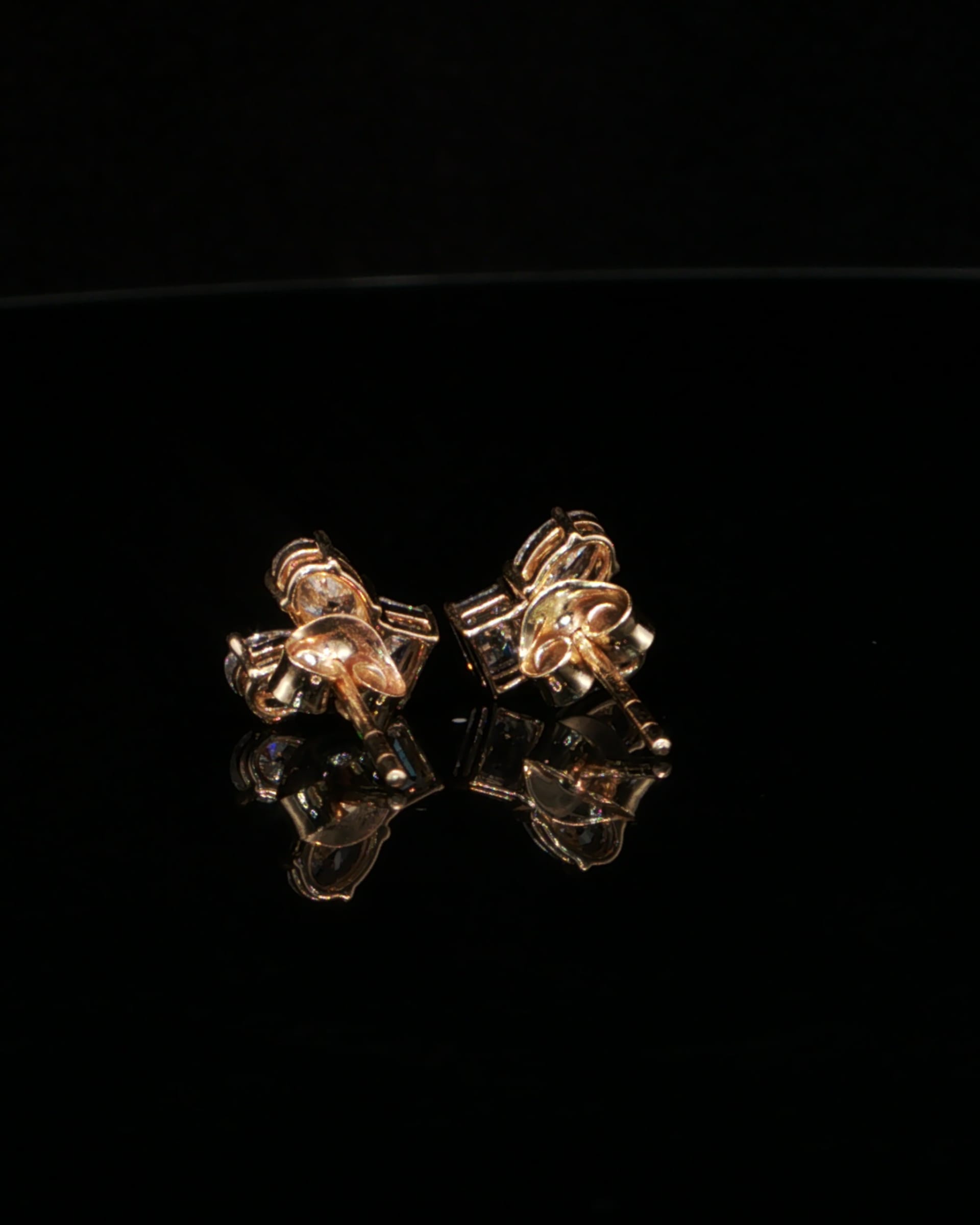 1.31 CTW Multi-Shape Lab-Grown Diamond Cluster Stud Earrings in 14K Yellow Gold, view 4