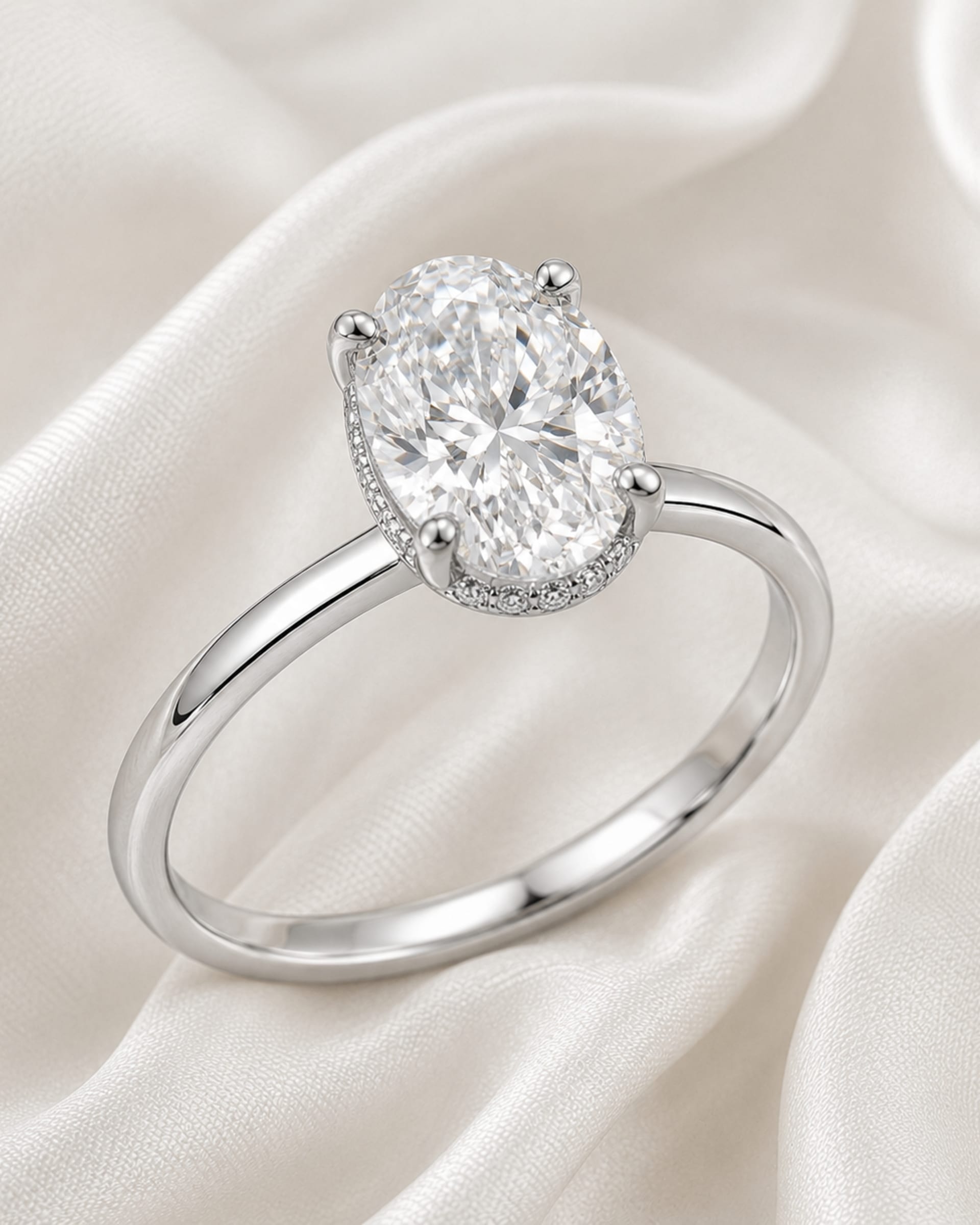Oval Diamond Hidden Halo Engagement Ring