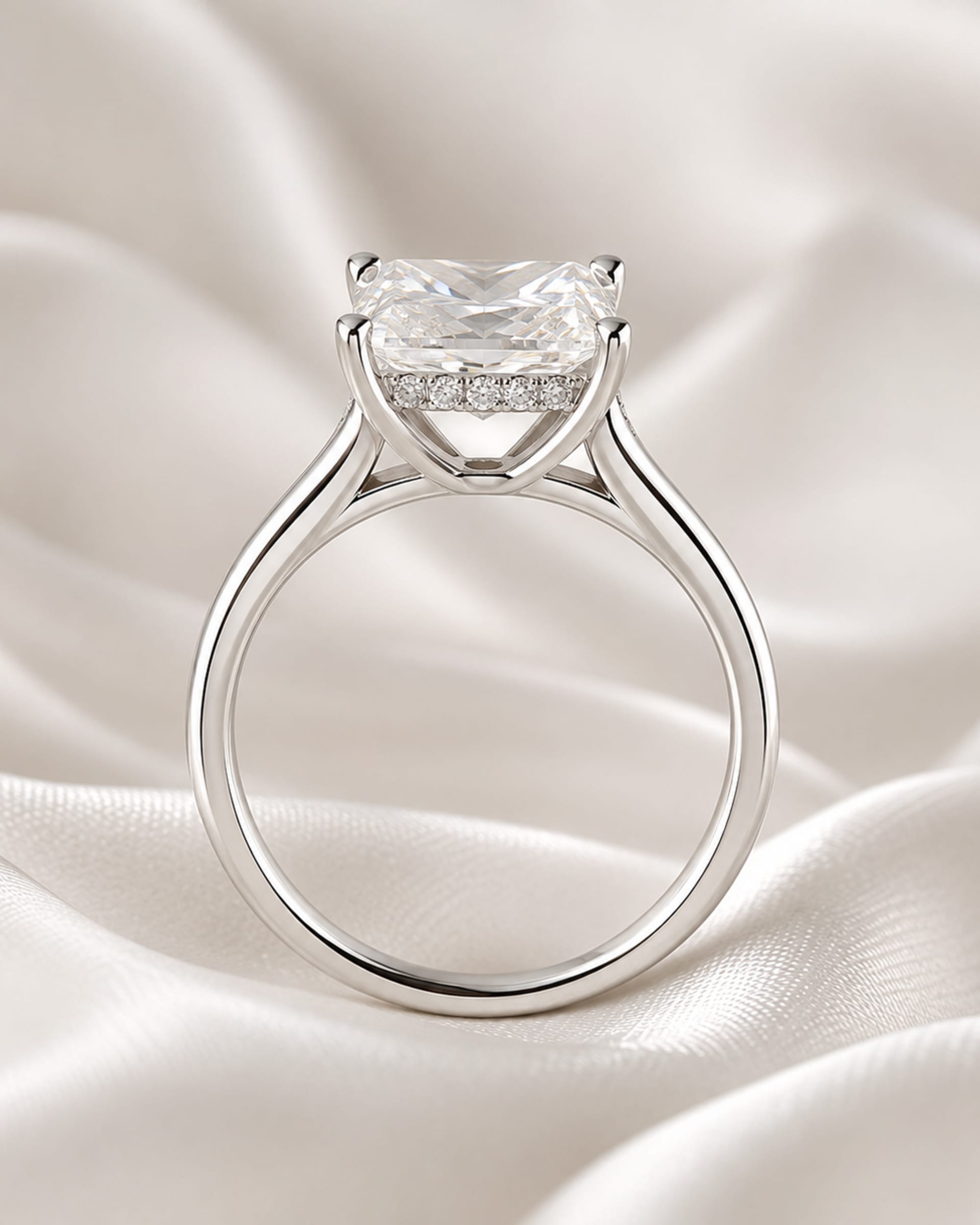 Princess Diamond Hidden Halo Engagement Ring, view 2