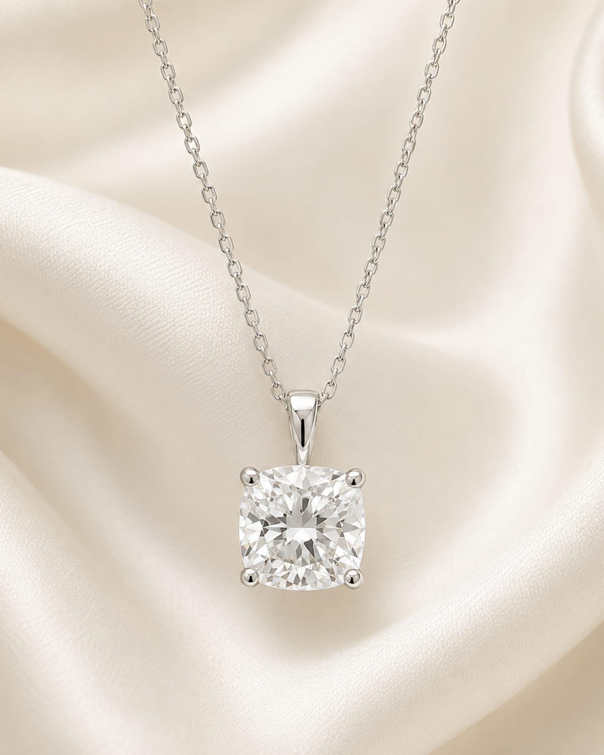 Cushion Cut Lab-Grown Diamond Solitaire Pendant Necklace
