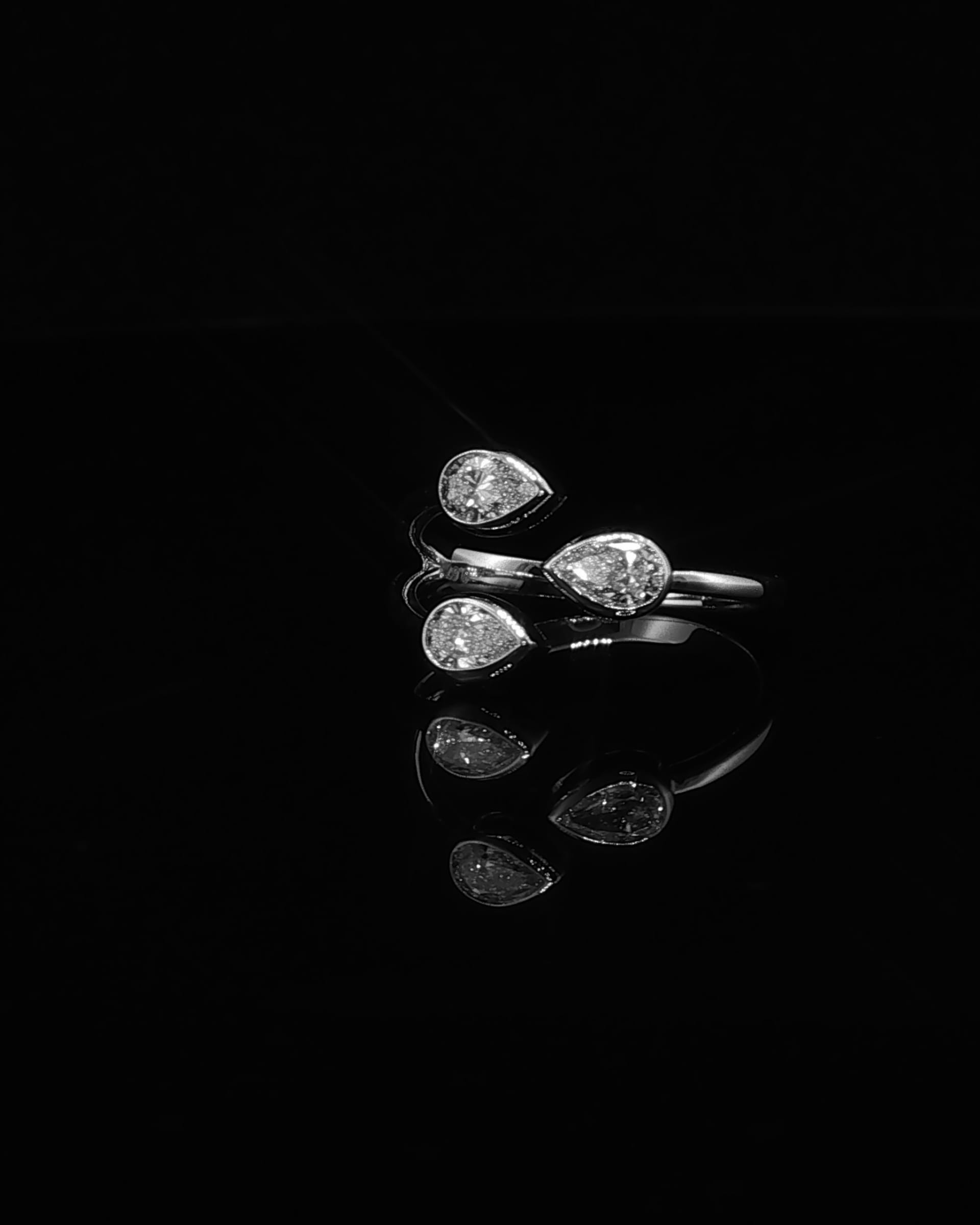 White Gold Multi-Stone Diamond Bypass Ring