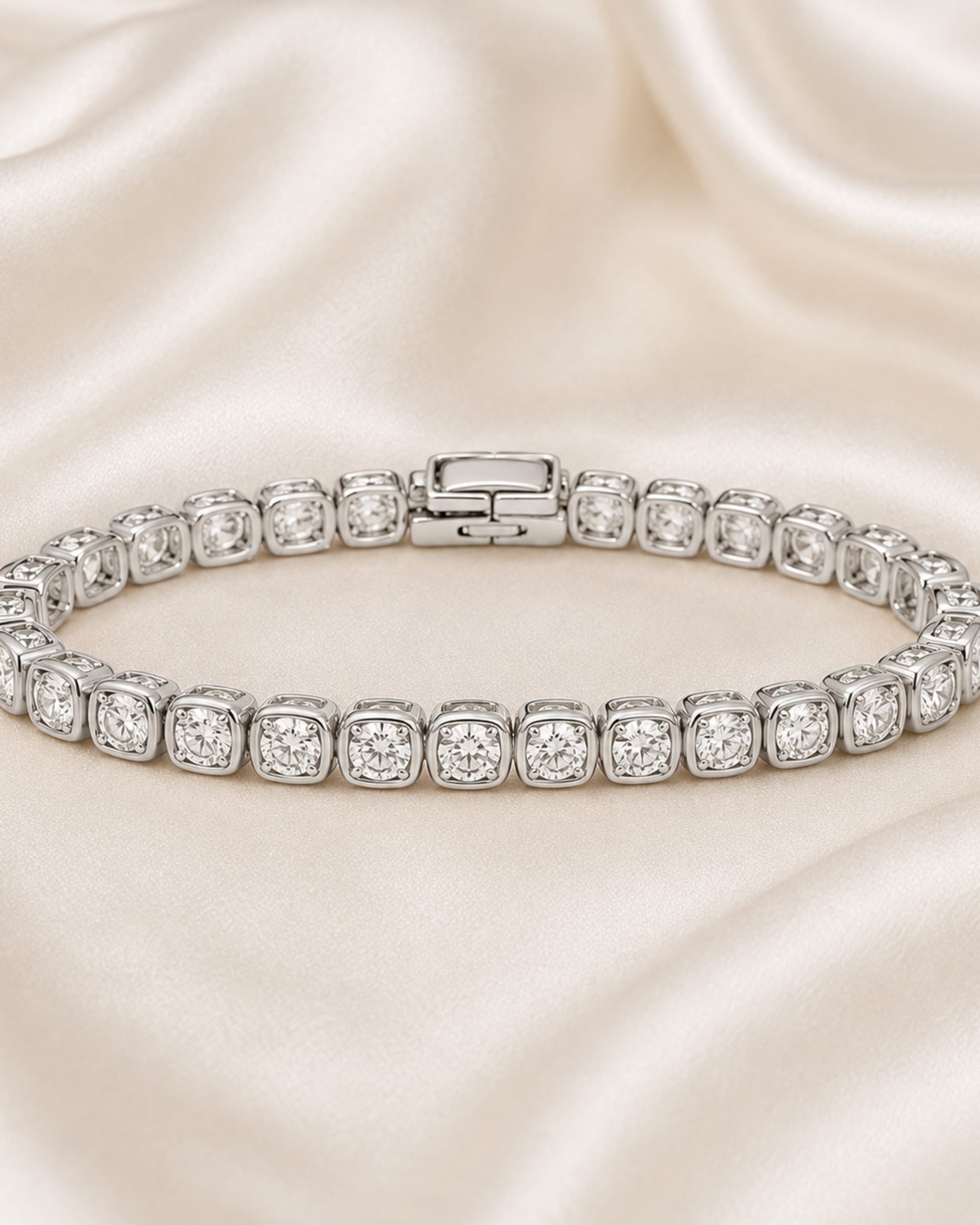 Cushion Cut Bezel-Set Lab-Grown Diamond Tennis Bracelet