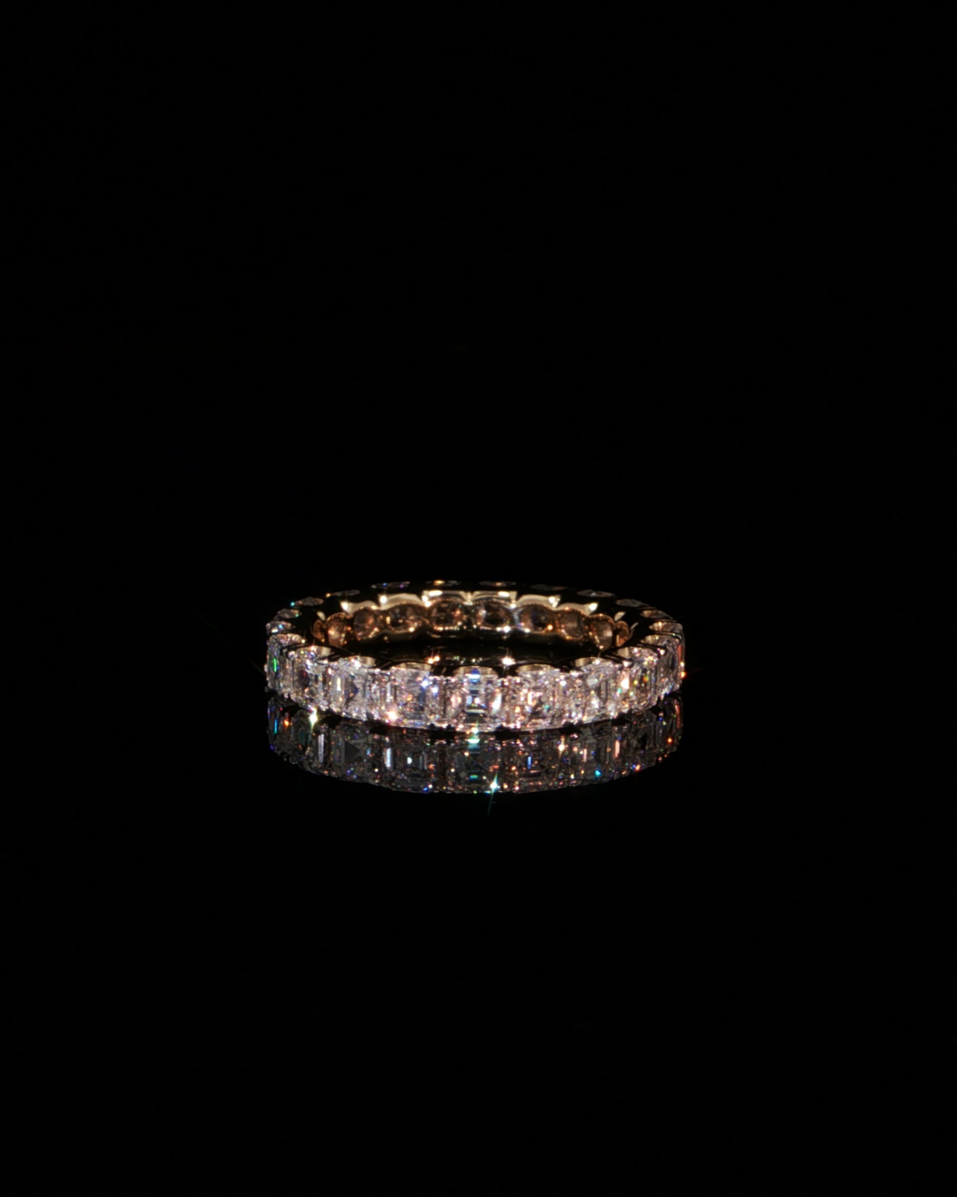 3.26 CTW Asscher Cut Lab-Grown Diamond Eternity Ring in 14K Yellow Gold