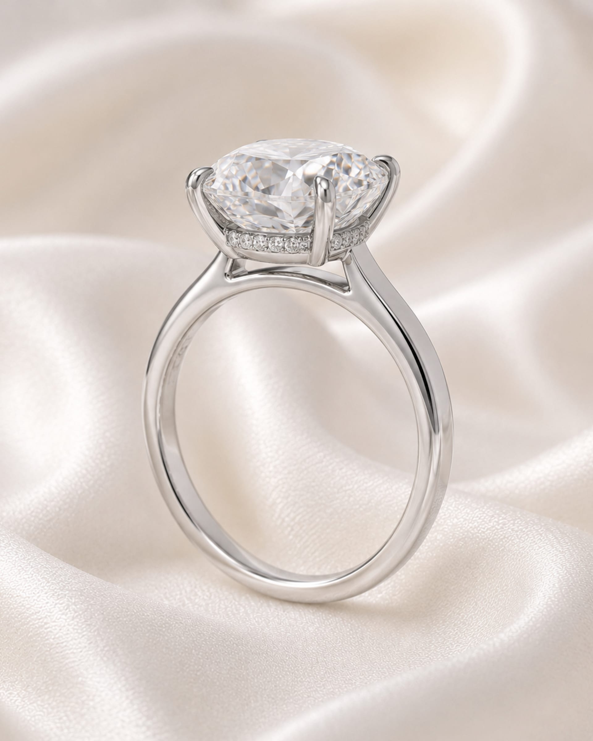 Cushion Diamond Hidden Halo Engagement Ring, view 2