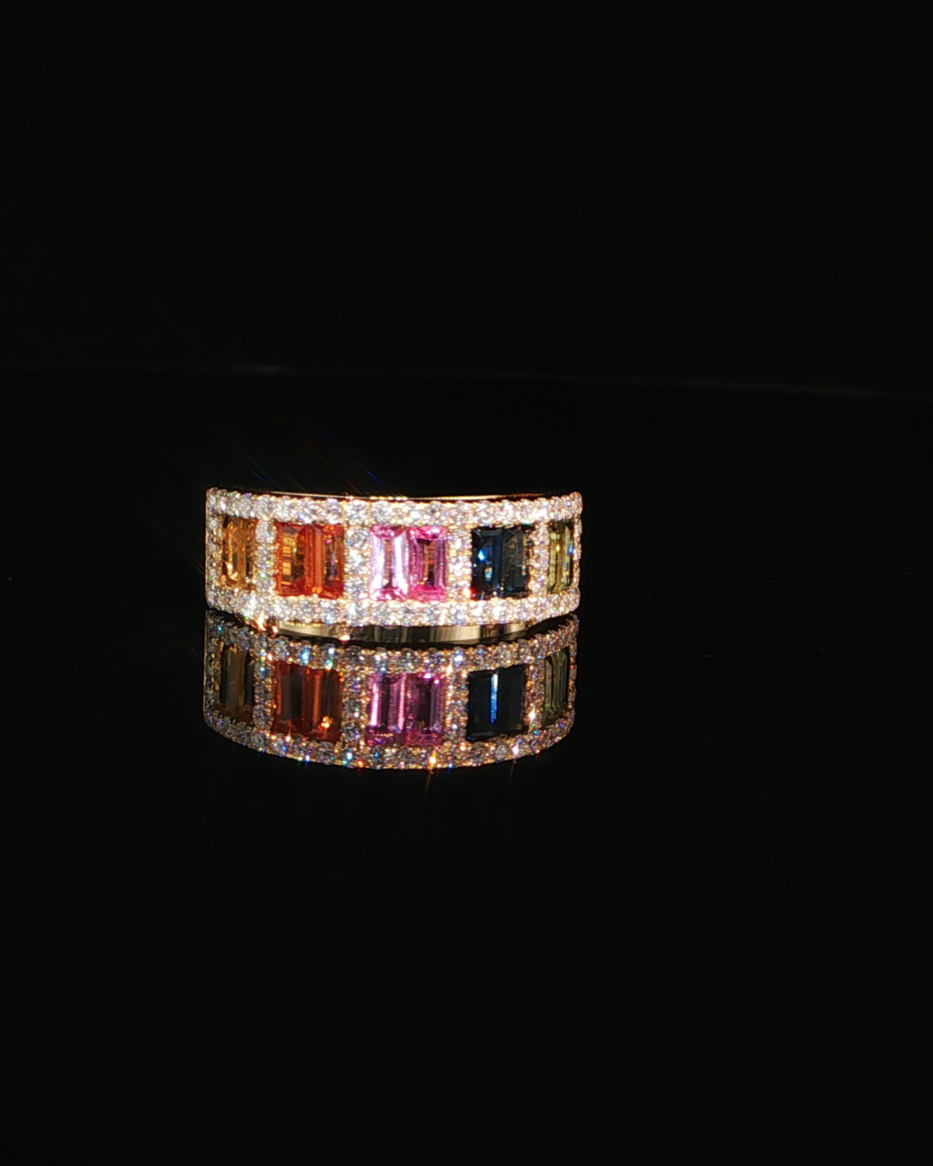 Emerald and Diamond Accent Band Ring