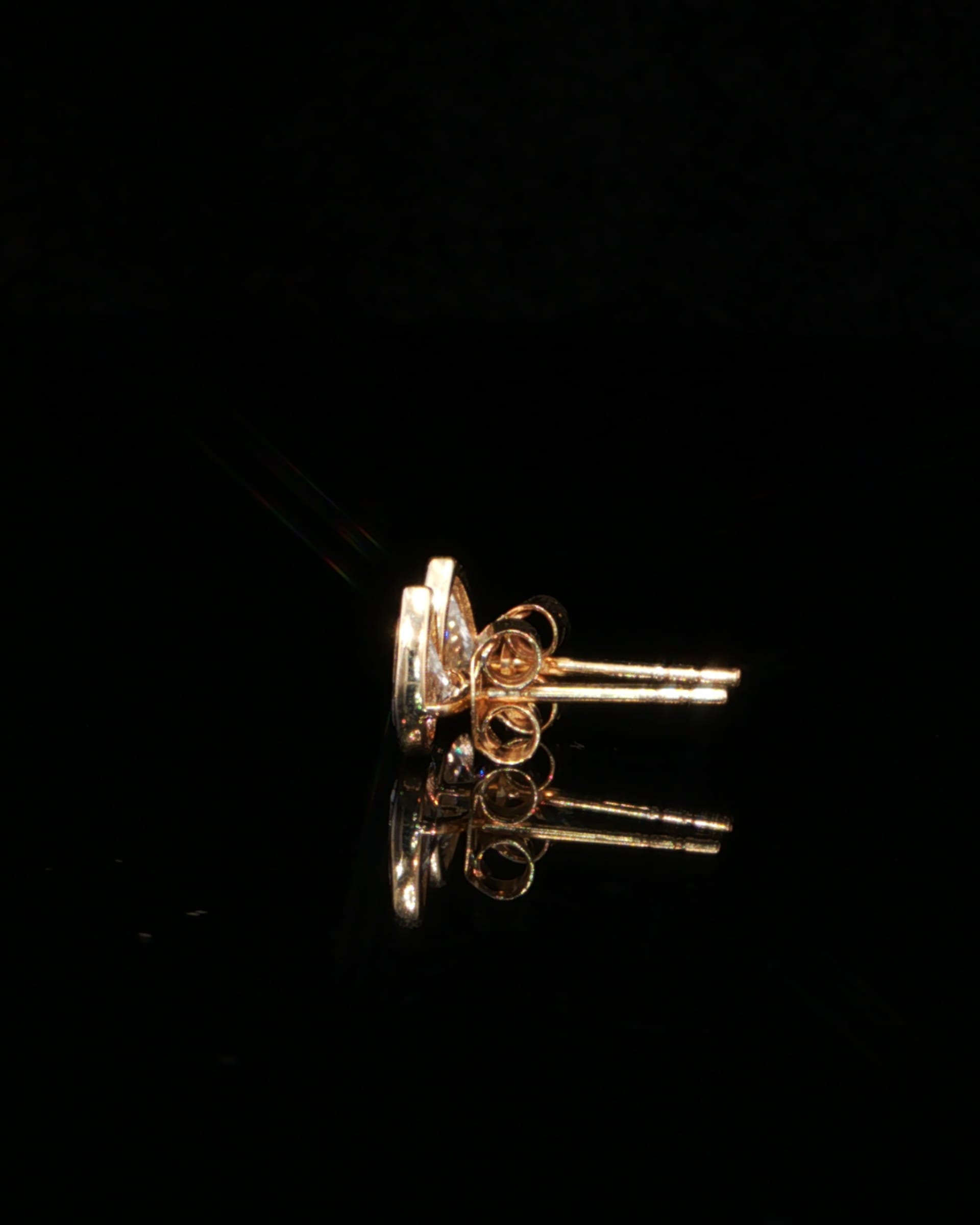 0.84 CTW Pear Cut Lab-Grown Diamond Bezel Stud Earrings in 14K Yellow Gold, view 4