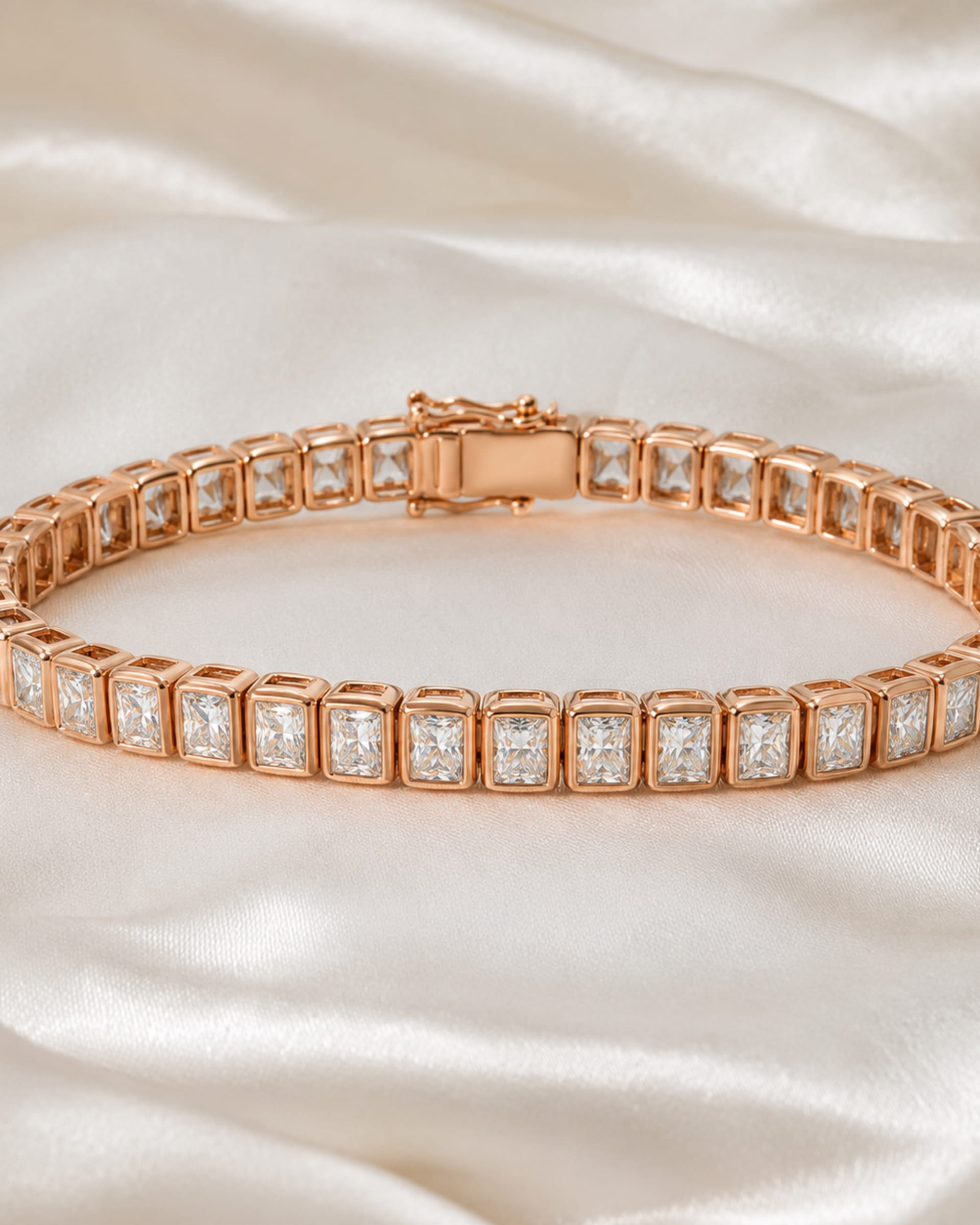 Radiant Cut Bezel-Set Lab-Grown Diamond Tennis Bracelet, view 3