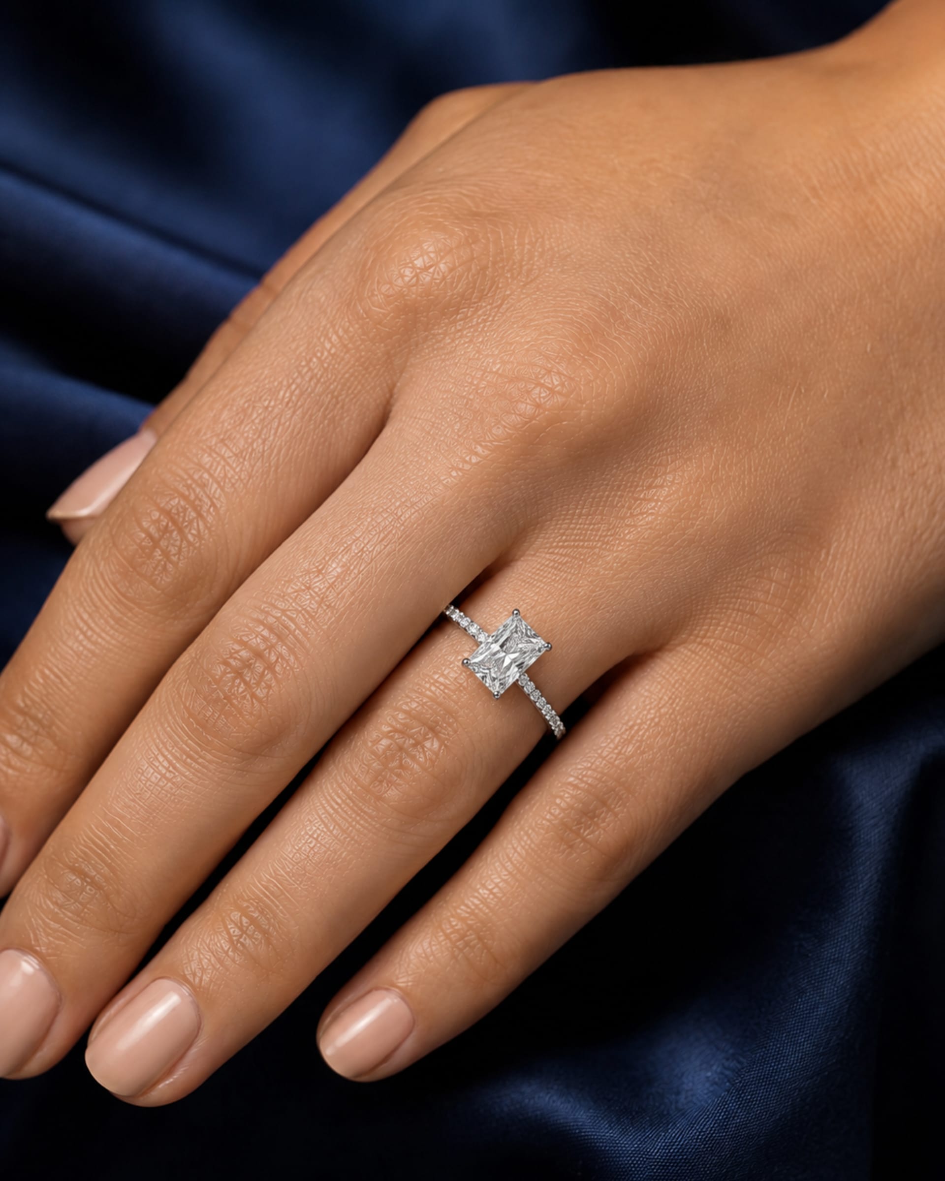 Radiant Diamond Pavé Engagement Ring, view 2