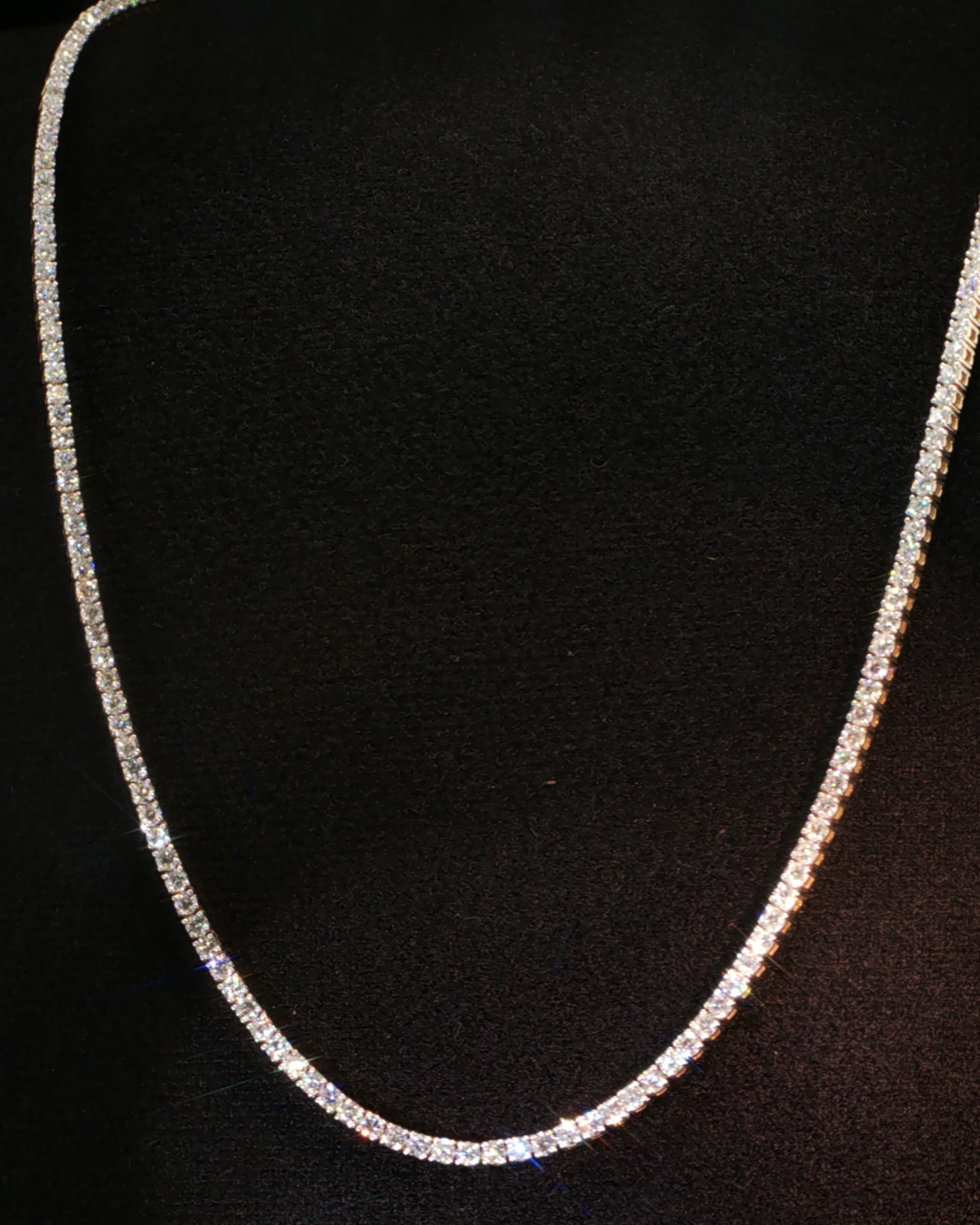 10.96 CTW Round Brilliant Cut Lab-Grown Diamond Tennis Necklace in 14K Yellow Gold, view 3