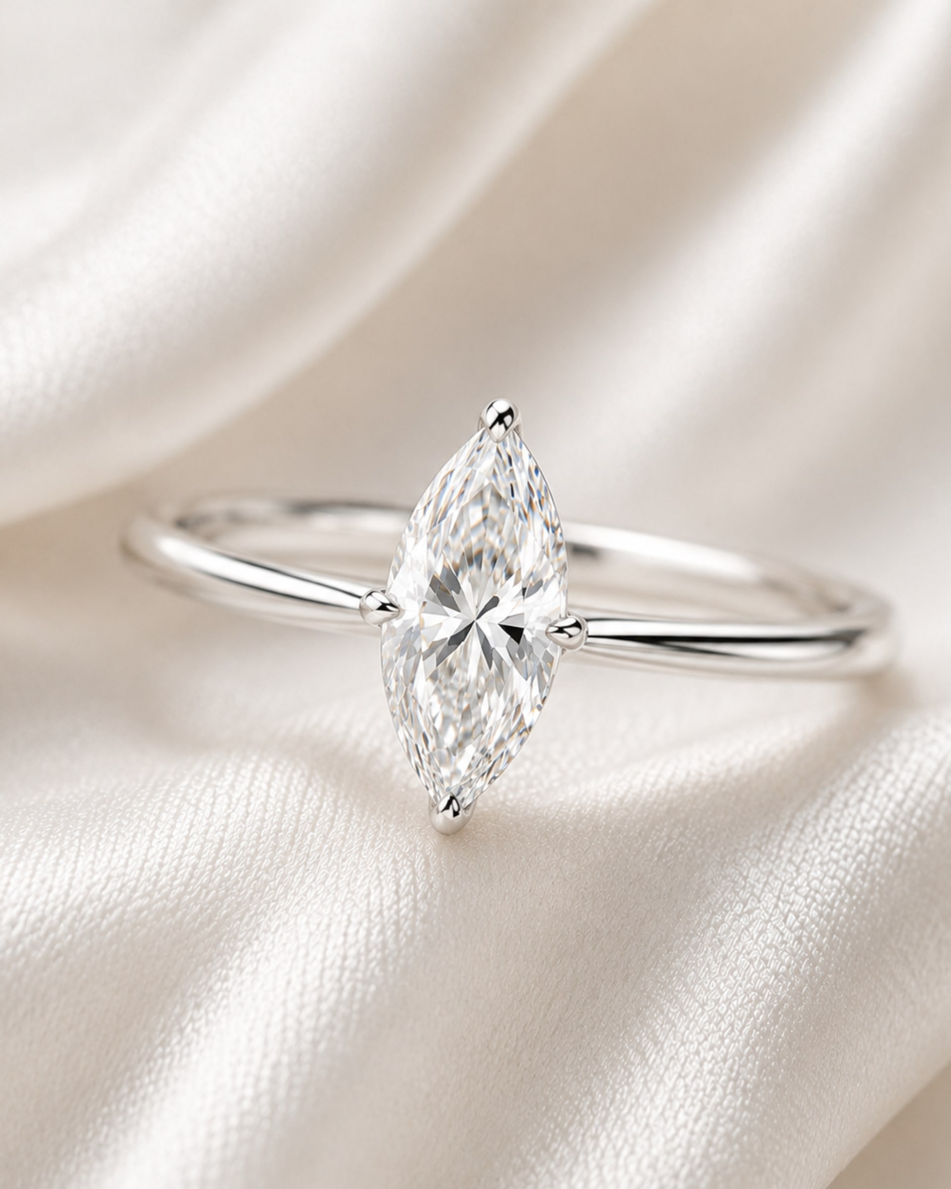 Marquise Diamond Solitaire Engagement Ring, view 3