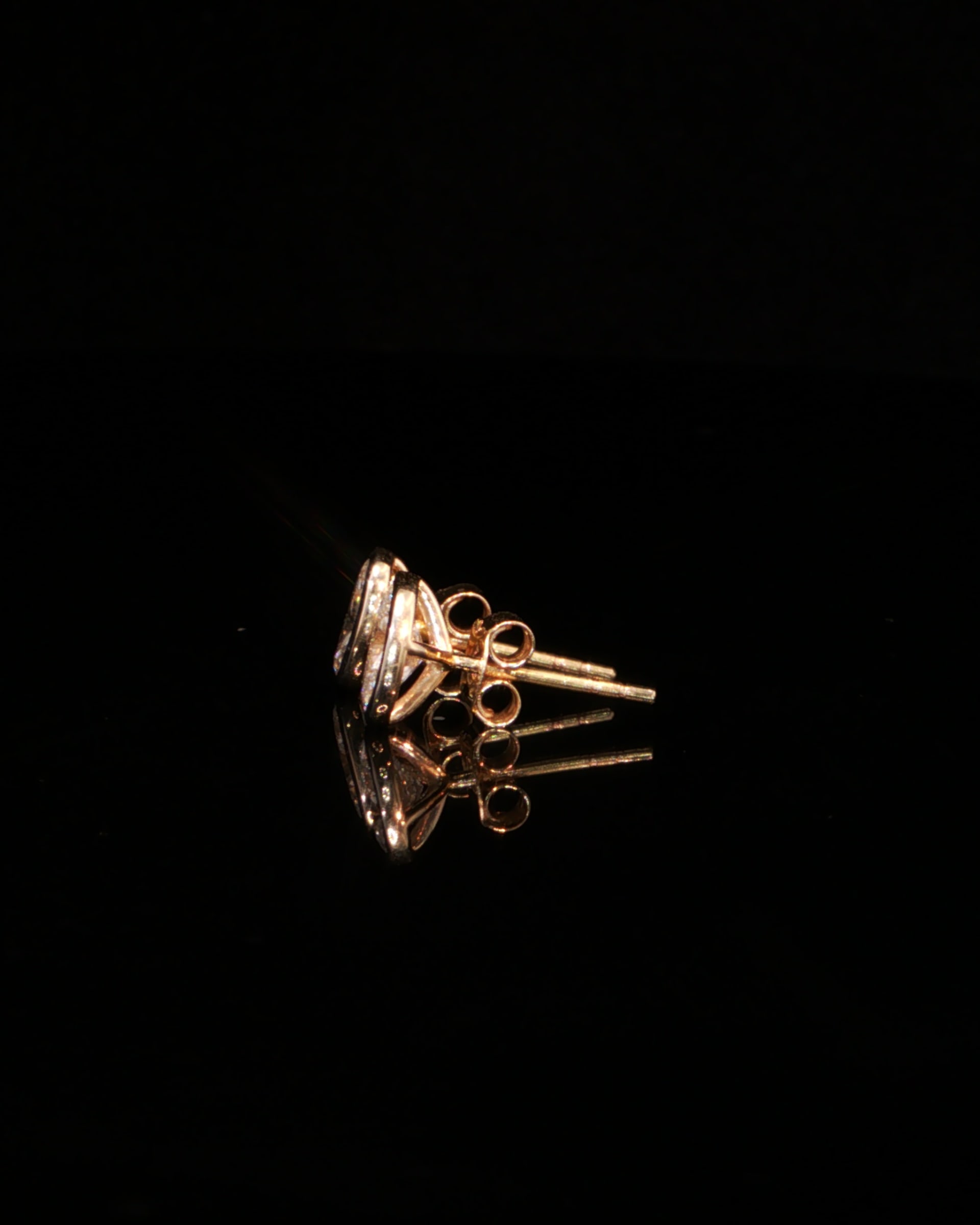 1.32 CTW Oval Cut Lab-Grown Diamond Bezel Stud Earrings in 14K Yellow Gold, view 3
